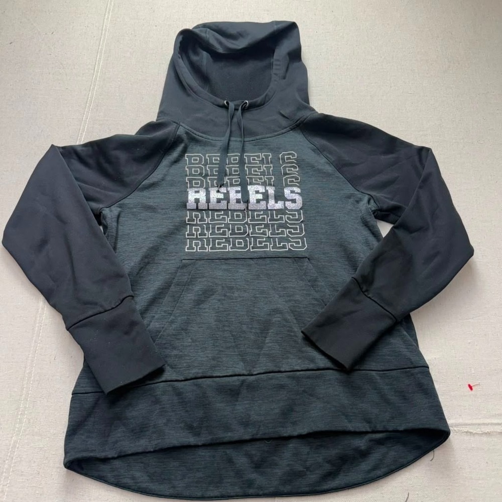 Hanes Sport Rebels Graphic Pullover Hoodie Black Gray Size M [A88]